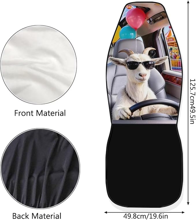 Goat Car Seat Covers Front Seats 2 Pack Funny Automobile Front Seat Covers Stretch Polyester Fabric Cover Auto Interior Accessories Universal Fit for Cars SUV Sedans