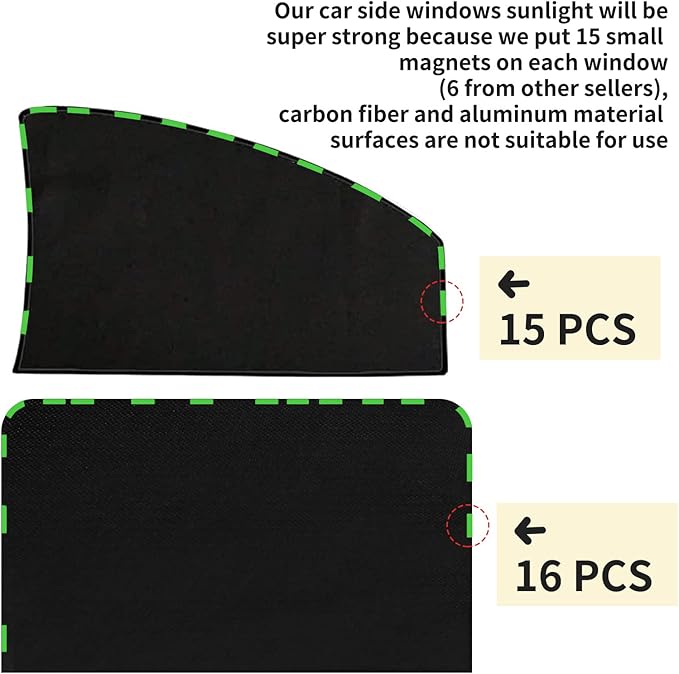 ZATOOTO 4 Pcs Car Window Cutains - Black Silk Magnetic Privacy Side Front Rear Protection Covers - Sun Shades Keeps Cooler for Kids Sleeping