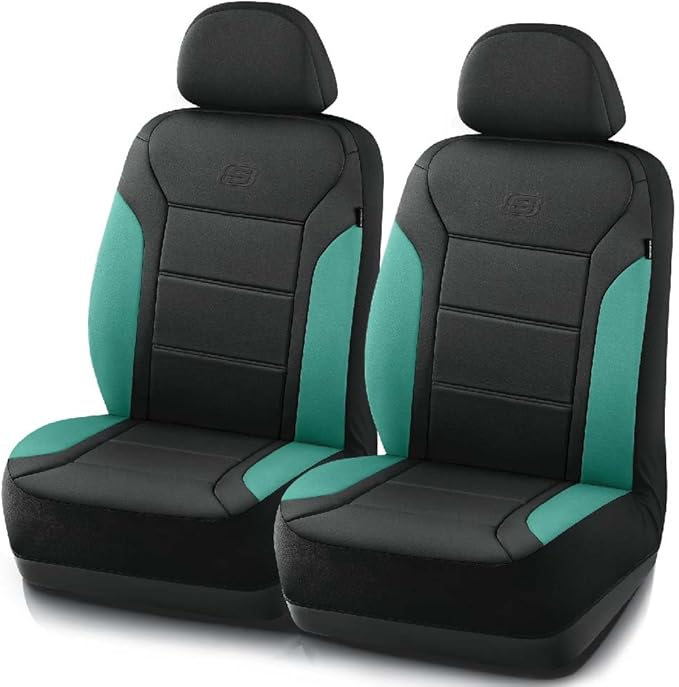 Skechers Memory Foam Car Seat Covers, Lycra Fabric Seat Covers Thick Memory Foam, Front Car Seat Protector, Airbag Compatible, Automotive Comfort Protection for Most Cars,Trucks, SUVs,Green