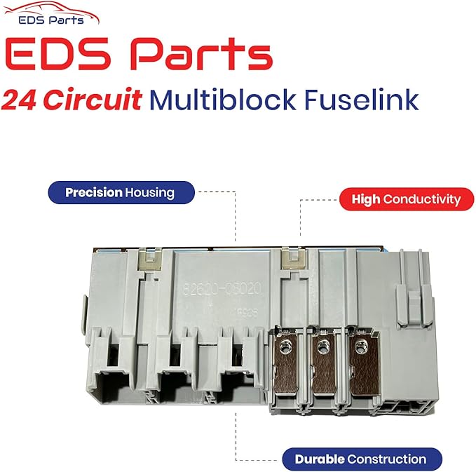 EDS 82620-08020 8262008020 Fusible Link Block Assembly for Toyota Sienna (2004–2010) | 12-Circuit Fuselink with 140Amp Main Alternator Fuse, ABS, Starting System & Essential Electrical Protection