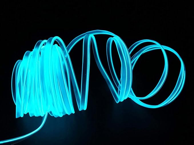 ABALDI USB Neon Light El Wire Glowing Electroluminescent Wire for Xmas Party Pub Indoor Outdoor Decoration with 5mm Sewing Edge 2M/6FT (Ice Blue)