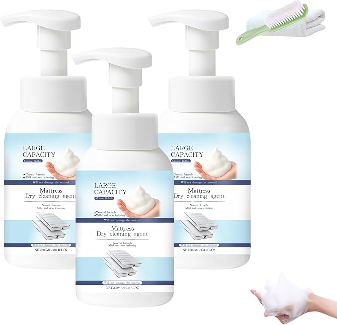 Powerful Mattress Dry Cleaning Foam, Mattress Cleaner and Stain Remover, No-Scrub Fabric Spot Remover for Yellow Stain, Blood, Wine, Coffee & Cosmetics on Mattress, Couch, Clothes, Car Seat& Rugs (3)