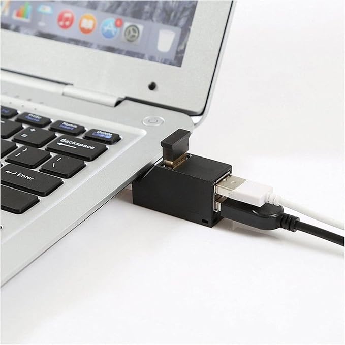USB 2.0 Splitter,[2 Pack ] 3-Port USB 2.0 Hub High Speed Splitter, USB Splitter Adapter Portable for PC, Laptop -White Black