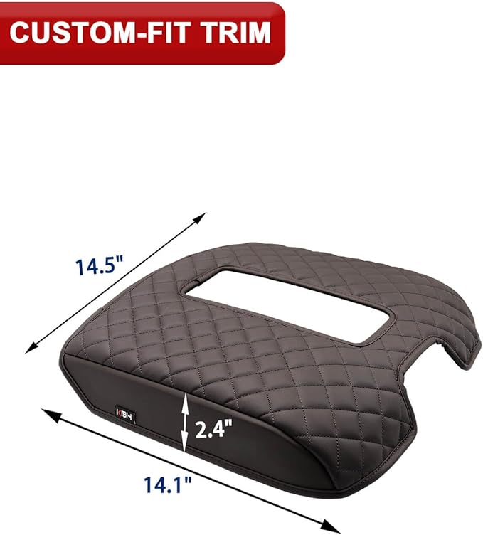 KBH Center Console Armrest Cover for Chevy Silverado, GMC Sierra 1500 2500 3500 2014-2018 & Tahoe Yukon Suburban 2015-2020, Floor Console Bucket Seat, Vinyl Leather, Dark Brown