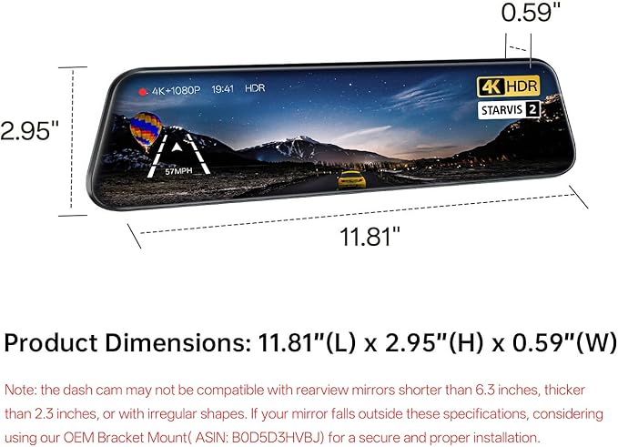 Pelsee S12 Pro Mirror Dash Cam with STARVIS 2 Sensor, Rear View Mirror Camera 5.8GHz WiFi, 4K Front and 1080P Rear Backup Camera for Car, ADAS &BSD, Voice Control, Color Night Vision, 64G Meomory Card