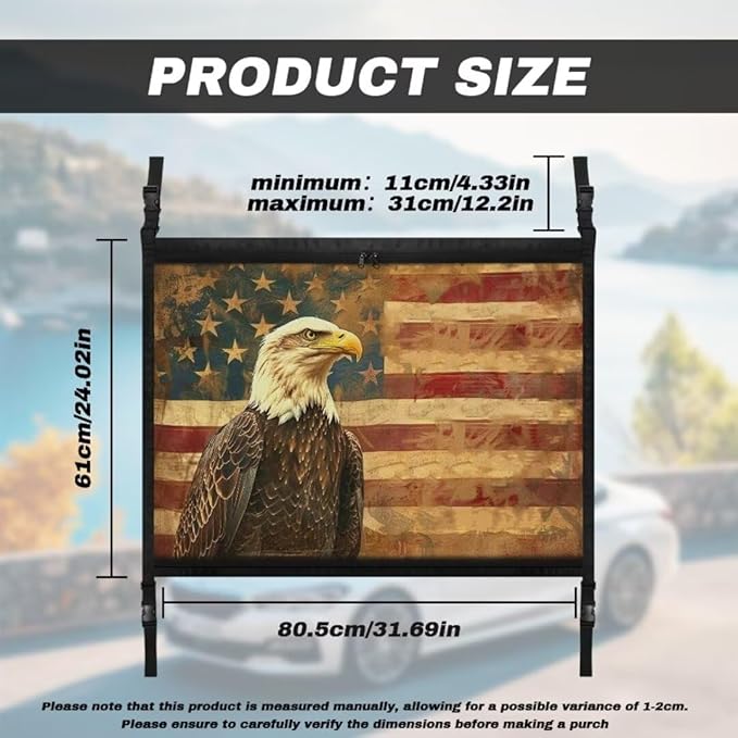 Eagle USA Flag Car Roof Storage Bag Car Organizer for Car Seat All Car Storage Organizer One-Size-Fits Car Travel Accessories
