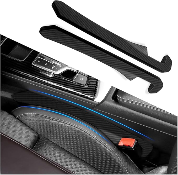 IHOTDER 2PCS Car Seat Gap Filler,Super Flexible Car Side Seat Gap Filler CCar interior Accessories,Universal Car Organizer Between Seats for Tightly Filling Seat Gaps(Carbon Fiber/2PCS)…