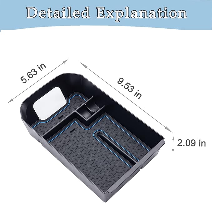 JDMCAR Center Console Tray Organizer Compatible with Toyota RAV4 Accessories 2019-2024 2025, and 2021-2025 RAV-4 Prime Armrest Insert Container ABS Material Secondary Storage Box-Blue
