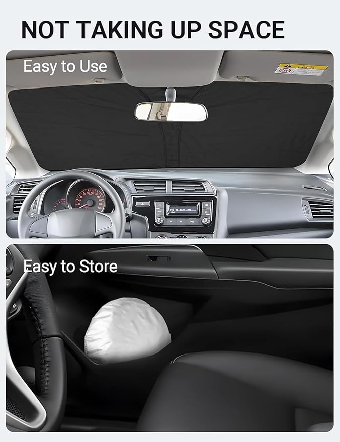 Proadsy 2026 Upgrade Front Windshield Sun Shade Foldable Sunshade Protector Custom Honda Fit 2015-2020 Fit Accessories