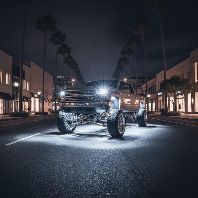 YONEDA 12 Pods White Rock Lights 6000K Pure White LED Underglow Lights IP68 Waterproof for Trucks SUV UTV ATV RZR Car Boats Motorcycle with 32.8ft Extension Wire