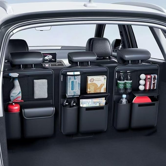 Car Trunk Organizer Backseat Storage Bag for Honda CRV Hybrid 2023-2026, Heavy Duty Hanging Cargo Net Pocket Space Saving Leather Interior Accessories,1pcs