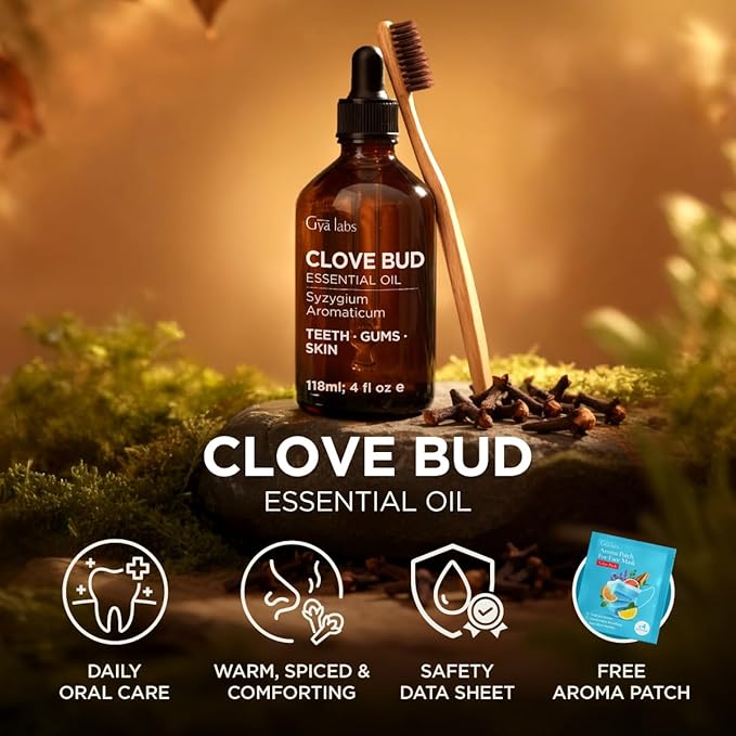 100% Pure Clove Essential Oil - 4 Fl Oz - Clove Oil for Hair, Skin, Diffuser, Aromatherapy & DIY Candle Making Scent