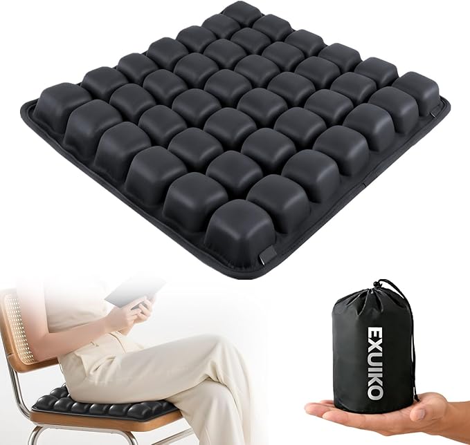 Inflatable Travel Seat Cushion, Built-in Air Pump Car Airplane Chair Cushion for Long Flight Driving Sitting, Office Chair Wheelchair, Pressure Sore Relief, for Sciatica,Coccyx & Buttock Bed Sore SC01