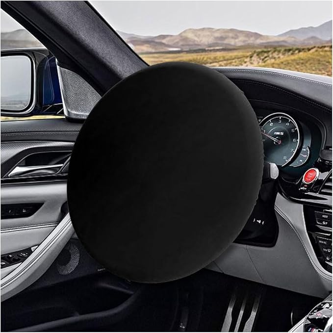 Car Steering Wheel Cover Sun Shade, Anti-Heat Steering Wheel Protector, Universal 18 Inch Auto Steering Wheel Sun Block Cover, Steering Wheel Shield Accessories for Most Car Truck SUV (Black)