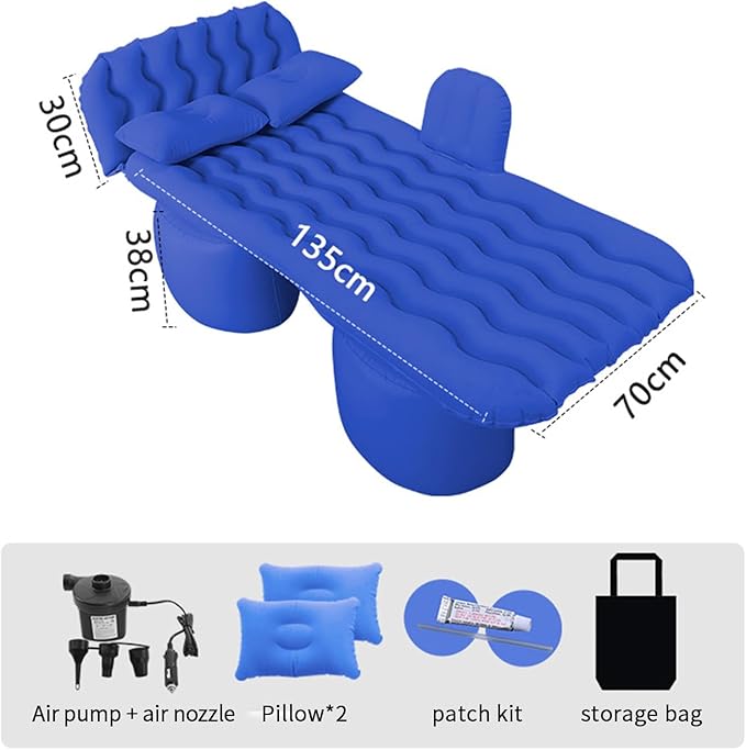 Car Air Mattress for Ford Maverick 2022 2023 2024, Inflatable Car Bed for Back Seat Sleeping, Soft Car Inflatable Bed Back Seat Mattress Airbed,D Blue
