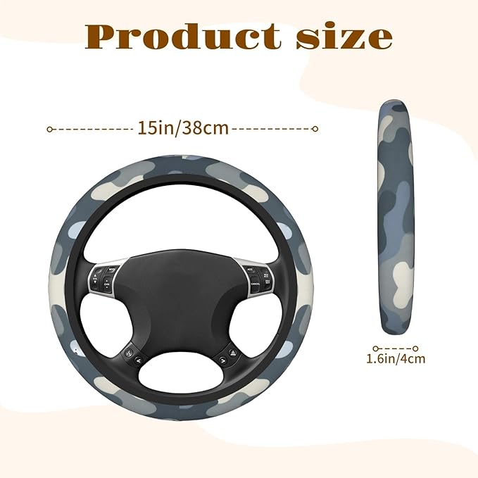 Steering Wheel Cover Accessories Neoprene Cover, Breathable Non-Slip Easy to Install Suitable for Women Men, 14.5-15.5 Inch for Car SUV Van Truck Universal - Camouflage