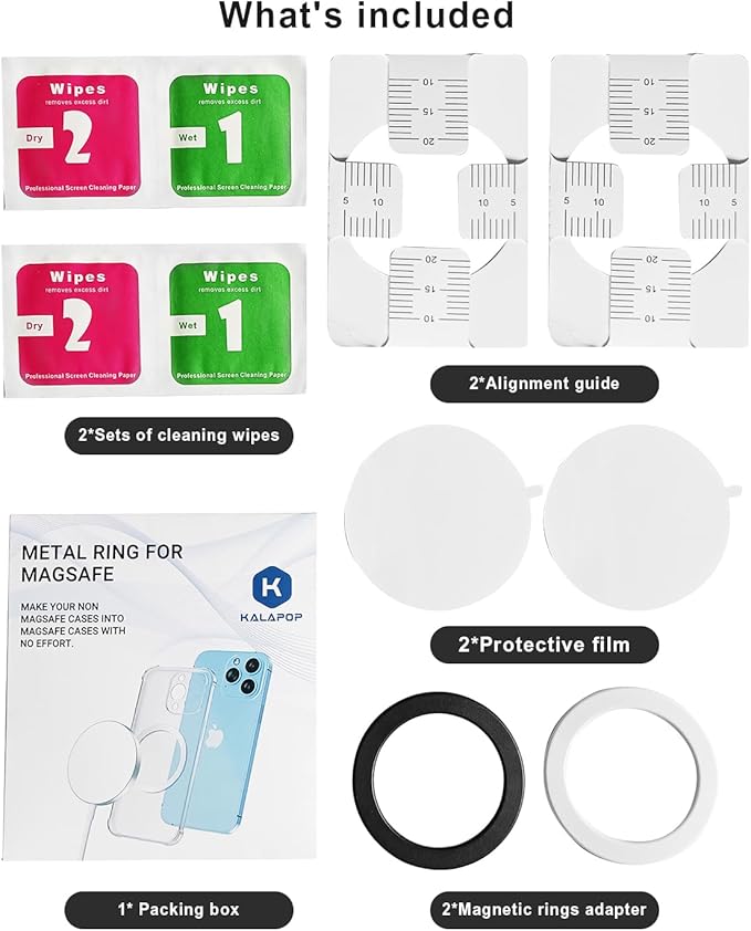 Magnetic Adapter Rings 2PCS Compatible for Magsafe,for Kindle Pop Socket Magnetic,for Magsafe Accessories & Wireless Charging for iPhone 17/Air/16/15/14/13 Mini Plus Pro Max/Pixel 8/ S24 Ultra/ S23