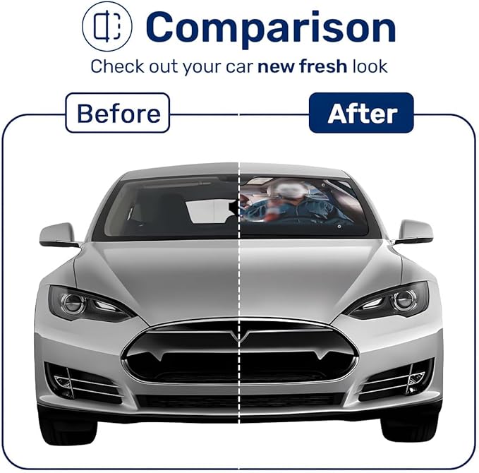 GENANY Horror Movie Character Windshield Sun Shade for Electric Vehicle (59x37 inches), Shades for Front Windows, Sunshade for Car Windshield, Protector Blocks UV, Car Decor
