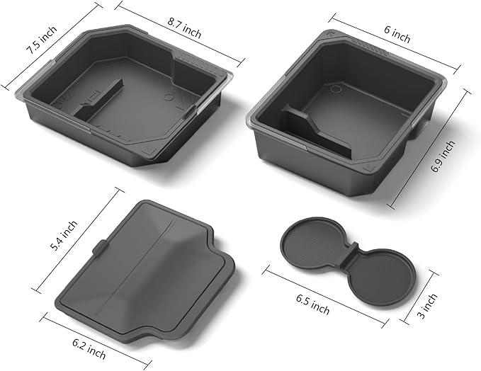 Center Console Organizer Tray for Tesla Model Y Juniper Accessories 2025 2026/For Tesla Model 3 Highland Accessories 2024 2025 2026, Hidden Storage Box, Cup Holder Armrest Drawer Organizer, 4PCS Black