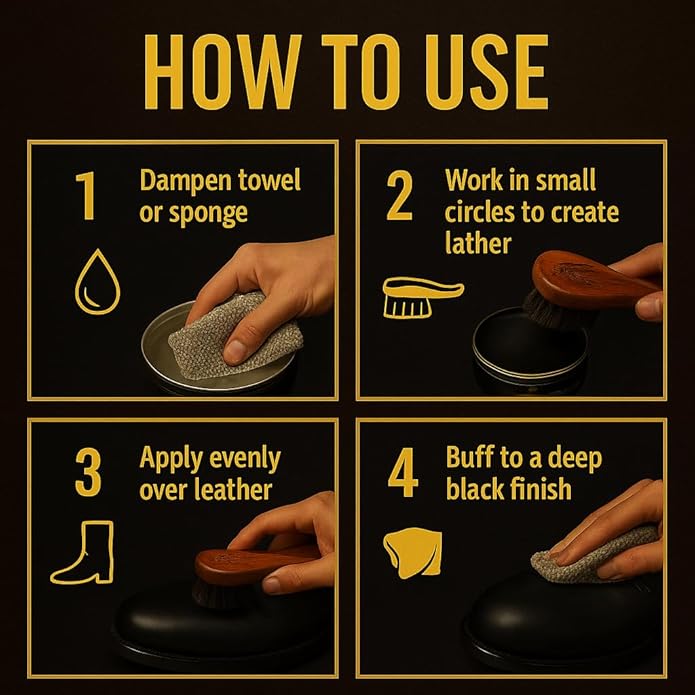 Black Saddle Soap for Leather – 3-Piece Saddle Soap Kit for Leather Cleaning, Boots, Tack, and Saddles – Includes Applicator and Cloth – Leather Soap and Conditioner for Leather Boots and Tack Care