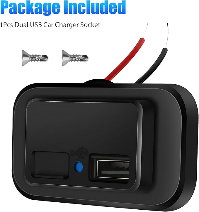 12V USB Outlet Automotive USB Port Panel Mount 12V USB Charger Multi Port Switch Panel Car Charger Socket Power Dual Port 12V 24V Quick Car Charger for Cars Bus ATV RV Boat Truck, 3.1A