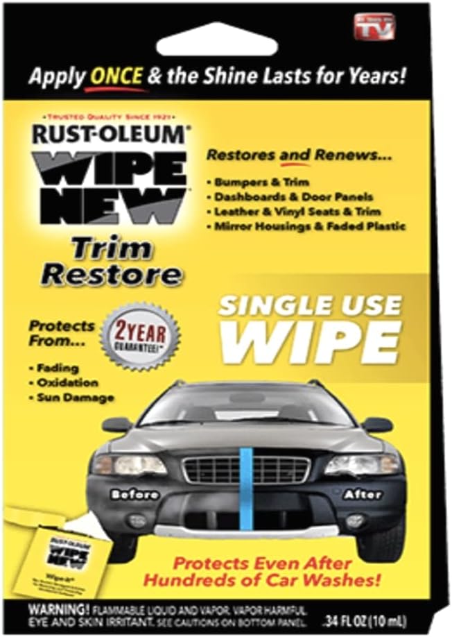 Wipe New Dashboard Bumper Car Interior Exterior and Auto Plastic Trim Restorer- Pack of 5