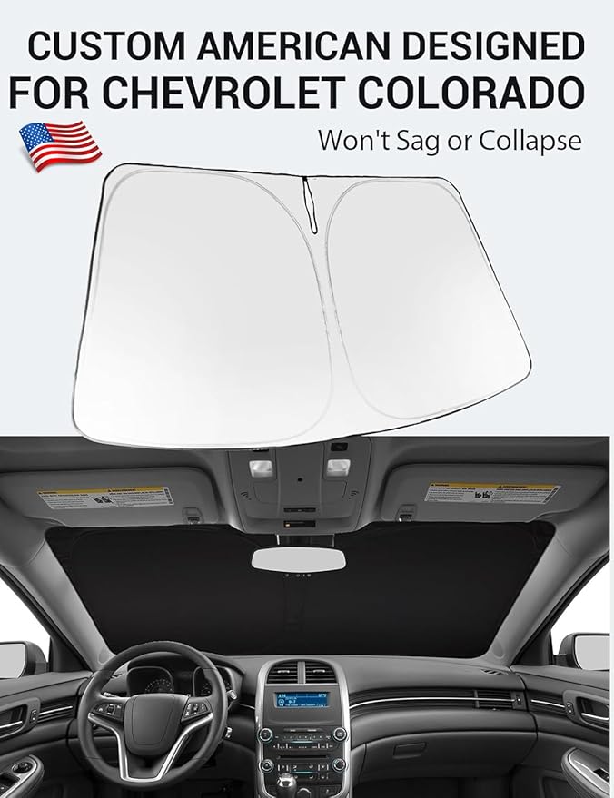 Proadsy 2026 Upgrade Windshield Sun Shade Custom Fit 2013-2015 Malibu Foldable Front Sunshade Protector Sun Visor Blocks UV Rays Keep Car Cooler