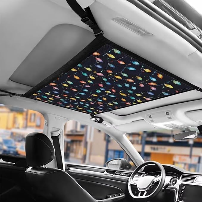 Lights Print Car Seat Organizer Roof Storage Tidy Pouch Pocket Car Travel Accessories Suitable for Cars, SUVs