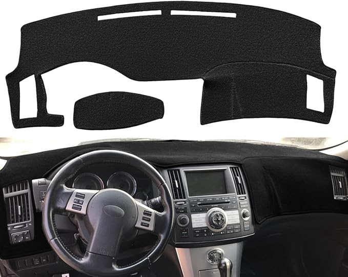 Yiz Dash Cover Mat Pad Carpet Custom Fit for Infiniti FX35 FX45 2003 2004 2005 2006 2007 2008 Dashboard Pad Carpet Protector (Black) Y40