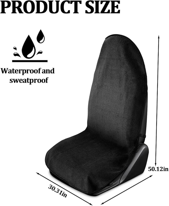 Car Towel Seat Cover, Performance Microfiber Washable Non Slip Vehicle Front Seat Covers, Sweatproof Automotive Interior Chair Protectors, Universal for SUV Automobile Truck (Black)