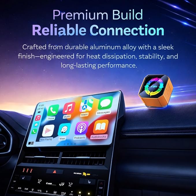 Bluradio Wireless CarPlay Adapter 2026 Upgrade – 4-in-1 Wired to Wireless CarPlay & Android Auto, AirPlay & Mirror Link, Plug & Play Auto Reconnect, 2.4G/5G Zero Lag for iPhone Android