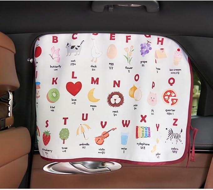 Magnetic Car Sun Shade Curtain for Side Window – Sun Blocker and UV Protector for Baby, Kids, and Pets – Universal Fit with Built-in Magnets for Steel-Framed Door (Magnet-New Alphabet)