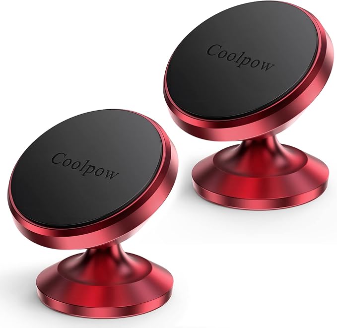Coolpow【2 Packs Magnetic Phone Holder for Car【Strong Magnet】 Phone Holders for Your Car Phone Holder Mount【4 Metal Plate】 Universal Car Accessories for Women Men for iPhone Samsung Speakerphones