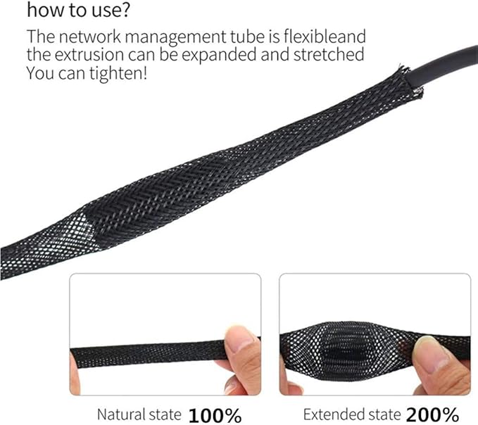 25ft - 3/8 Inch Cable Management Sleeve Protector,Wire Loom PET Expandable Wire Sleeving for Office TV Computer Home Theater Engine Bay Cord Organizer,Protect Cables from Pet Cat Dog Chewing,BlackBlue