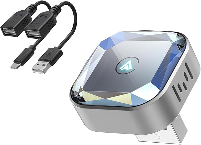 Wireless CarPlay Adapter for Apple iPhone & Android, Plug and Play 2-in-1 Wireless Car Dongle Bluetooth 5.4 Car Play Adapter, Wired to Wireless USB-A/Type-C Port Mini Sized & Fast Connection