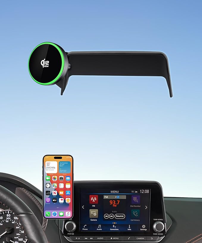 Qi2.2 Max 25W Fast Wireless Car Charger Phone Holder for 2021-2026 Nissan Rogue/2020-2025 Sentra/2019-2025 Altima 8-Inch Screen, Magnetic Phone Mount Compatible with MagSafe