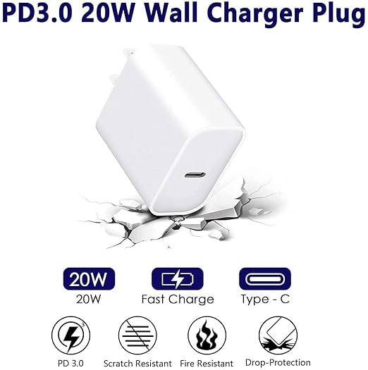 iPhone Fast Charger Cable,Fast Charger iPhone 20W PD USB C Wall Charger Type C Power Adapter Lightning Cable Fast Charging Plug Compatible with iPhone14/13 Pro/12/11/XS/Max/XR/X/8 Plus/SE 2022,iPad