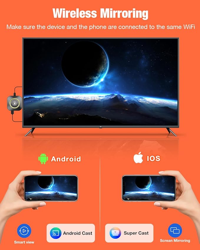 Netflix CarPlay Adapter, Magic Box YouTube Hulu Disney+ TikTok, Wireless CarPlay Adapter Only for Original Cars with Wired CarPlay and Android Auto Blue