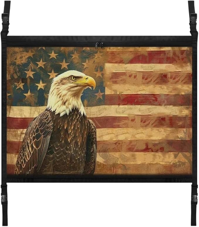 Eagle USA Flag Car Roof Storage Bag Car Organizer for Car Seat All Car Storage Organizer One-Size-Fits Car Travel Accessories
