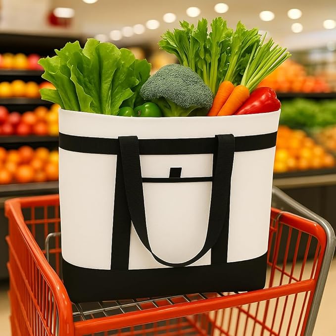 mosago Insulated Cooler Tote Bags, DIY Your Creative Designs, The Tote Transforms from Grocery Runs to Weekend Adventures, Large Leak Proof Food Delivery Bag Frozen/Thermal Foods, Collapsible