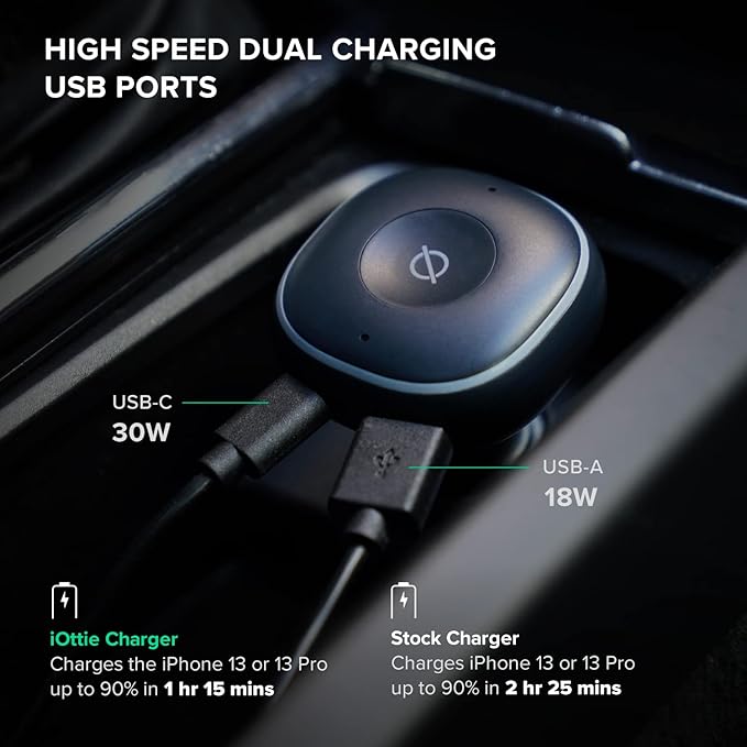 iOttie Aivo Boost Alexa-Built In Car Charger, USB-C PD / USB-A QC, Fits Apple, Android, Google Devices