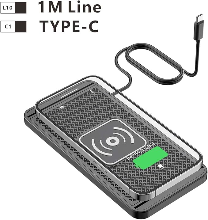 Car Charger for Toyota Tacoma 2000-2025, Non-Slip Dashboard Phone Charger Mat, Type C/USB Fast Car Charging Pad, Car Interior Accessory,1M-Type C
