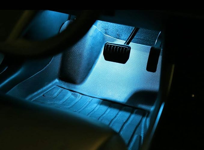 iJDMTOY 4-pack 3W High Power Aqua Ice Blue Full LED Interior Lighting Kit Compatible With Tesla Model S 3 X Y Replace OEM Footwell, Step Courtesy, Trunk Area, Glove Box Lamps, etc