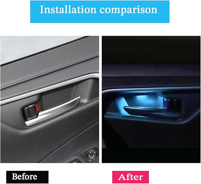Door Bowl Light Fit for Toyota RAV4 2022 2023 2024 Inner Door Handle Accessories Bowl Shape LED Light Ambient Light Interior 4 pcs (Ice Blue)
