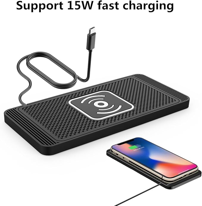 Wireless Charging Pad for Car for Land Range Rover Evoque II (L551) 5Door 2019-2023-pr, 15W Fast Wireless Charger Mat Non-Slip Silicone Car Center Console Phone Charging Pad,A/15W-Type-c