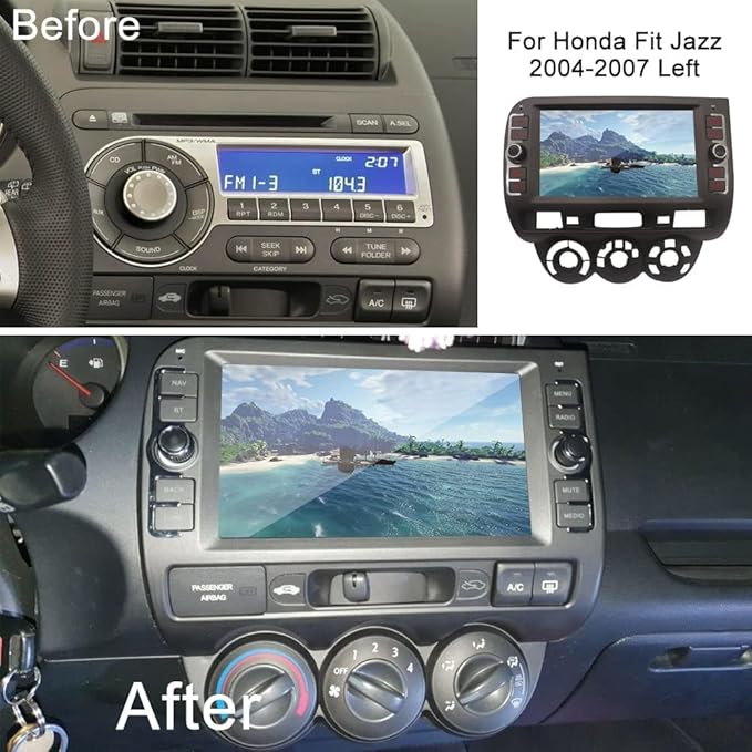 for Honda Fit Jazz Radio 2004-2007 Android 13 Car Stereo, 8” IPS Touch Screen GPS Navigation for Car Head Unit Built-in DSP Wireless/Wired Carplay Android Auto with Free Rear Camera (4GB RAM+64GB ROM)