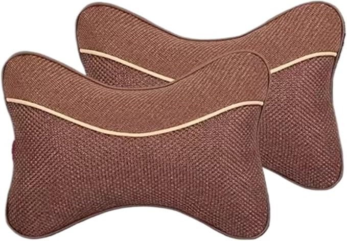 Car Headrests Cervical Neck Pillow Head Cushion Memory Foam Cotton Fit for Seat Waist Lumbar Support(Brown)
