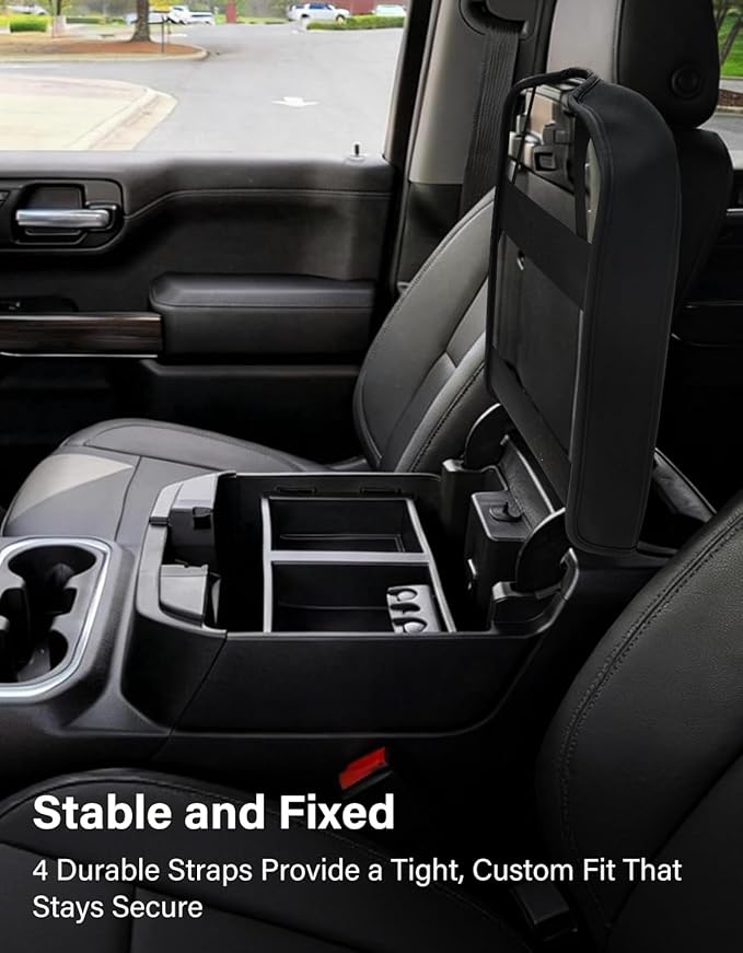 Center Console Armrest Cover for Chevy Chevrolet Silverado 1500/GMC Sierra 2019-2026, Tahoe/Suburban/Yukon 2021-2026, PU Leather Middle Console Lid Protector Arm Rest Cushion Thick Pad(Bucket Seat)