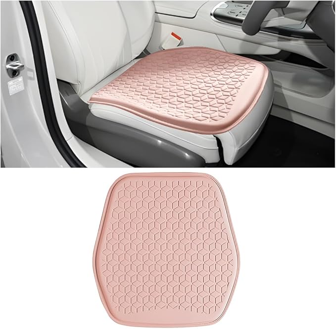 Gel Car Seat Cushion, Non-Slip & Comfortable Automotive Chair Protector Pad for Driving, Breathable Vehicle Interior Mat Cover Accessories, Universal for SUV Sedan Truck (Pink)