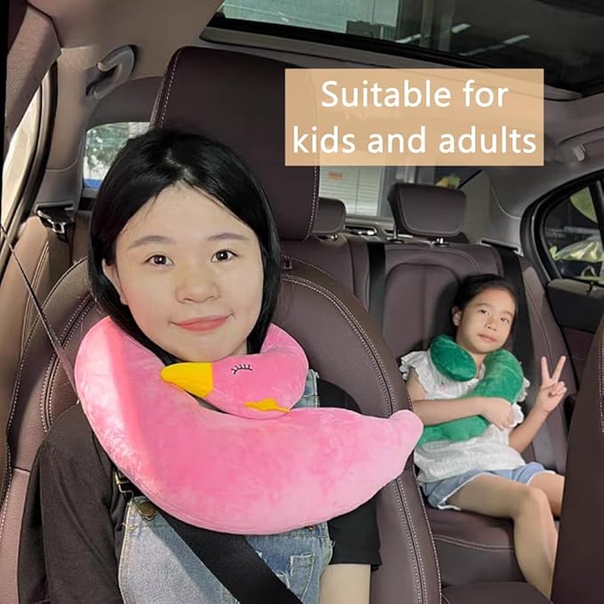 Car Travel Pillow for Kids Car Seat Pillow Cute Cartoon Travel Pillow Cushion Breathable Head and Body Support Pillow for Sleeping Travel Neck Rest Car Seat Pillow Long Journey&Road Trip